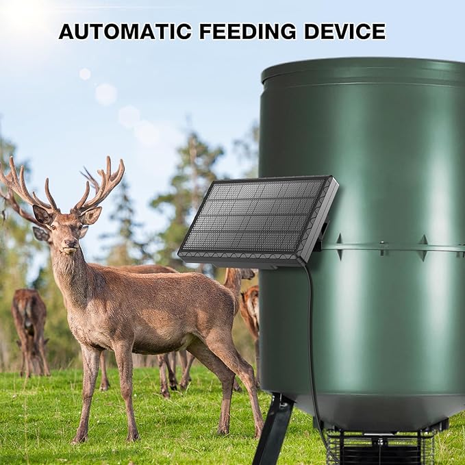 Solar Panel for Deer Feeder, 12V 1.98W Solar Panel Outdoor IP65 Waterproof, Battery Charger 12Volt with Mounting Bracket and Alligator Clip, DC 5.5*2.1, 3.5*1.35, 4.0*1.7 Interfaces for Game Feeder