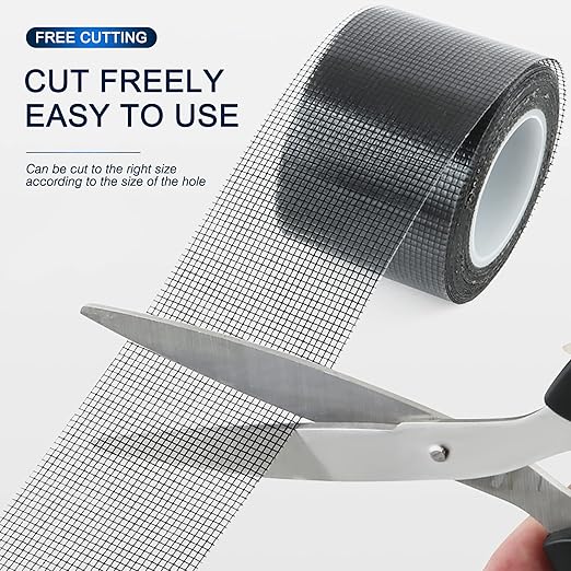 SANKEMU Window Screen Repair Kit 2 in X 16.5FT 3-Layer Strong Adhesive & Waterproof Tape Fiberglass Covering mesh, Repair for Window Screen and Screen Door tears Holes