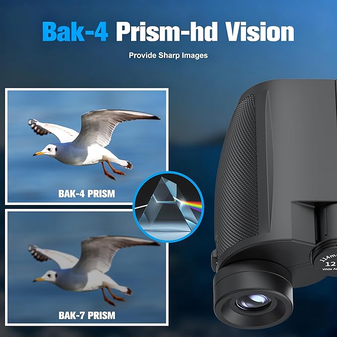 Binoculars 12x50 for Adults and Kids Night Vision Binoculars Compact Binocular Waterproof Binocular Wide Field of View for Bird Watching,Hiking,Hunting,Concert with Binocular Cases