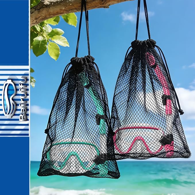 Bairuifu 2-Pack Snorkel Gear for Adults | Enhanced Anti-Fog & Anti-Leak Snorkeling Mask | Breath-Free Dry Snorkel | 180° Panoramic View with Quick-Dry Bags