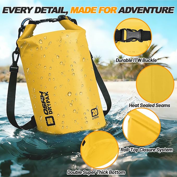 Waterproof Dry Bag, 5L/10L/20L/30L/40L Roll Top Lightweight Storage Backpack with Phone Case for Women & Men, Floating Waterproof Sack for Travel, Swimming, Kayaking, Paddle Board, Camping & Beach