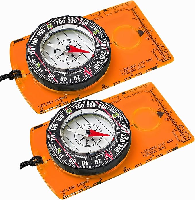 Trekker's Compass Crew Orienteering Compass, Pack of 2, Magnetic Navigation Set for Hiking, Camping, Backpacking, Scout Activities