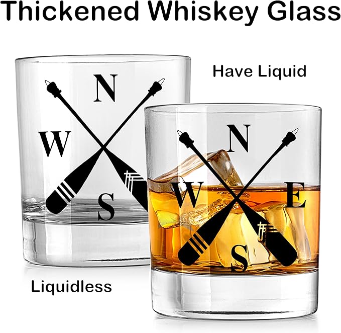 Nogrit Lake House Decor Whiskey Glasses 10 Oz, Beach Wine Old Fashioned Rocks Glasses Lake Gifts for Women Men Drinking Cocktail Scotch Vodka Tequila Rum