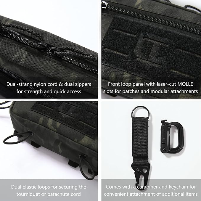 Tactical Admin Pouch Laser Cut MOLLE EDC Tool Organizer with Carabiner and Keychain Modular Dangler Utility Sack