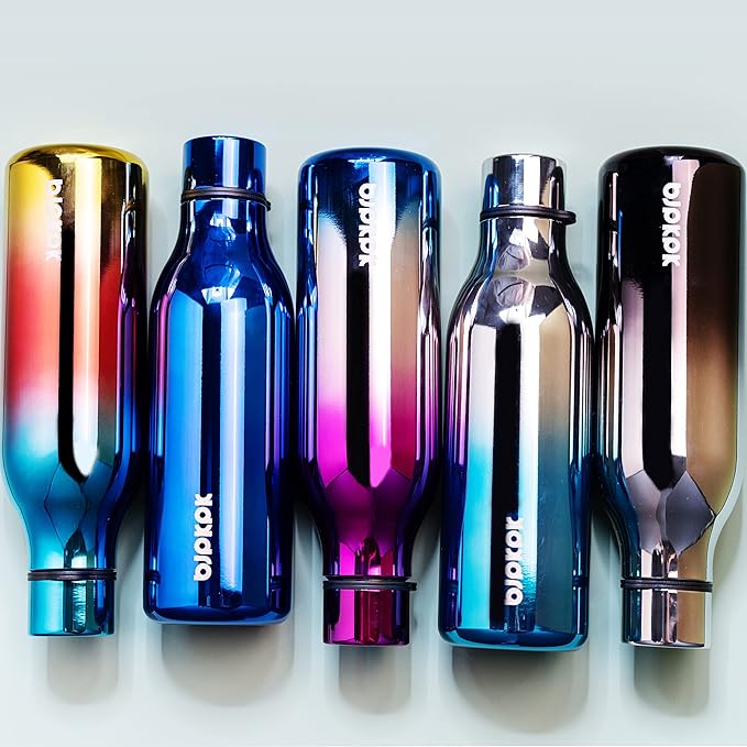 BJPKPK Insulated Water Bottles, 18 oz Stainless Steel Metal Water Bottle with Strap, BPA Free Leak Proof Jugs, Mugs, Flasks, Reusable Thermal Flasks for Sports & Travel, Shining Blue