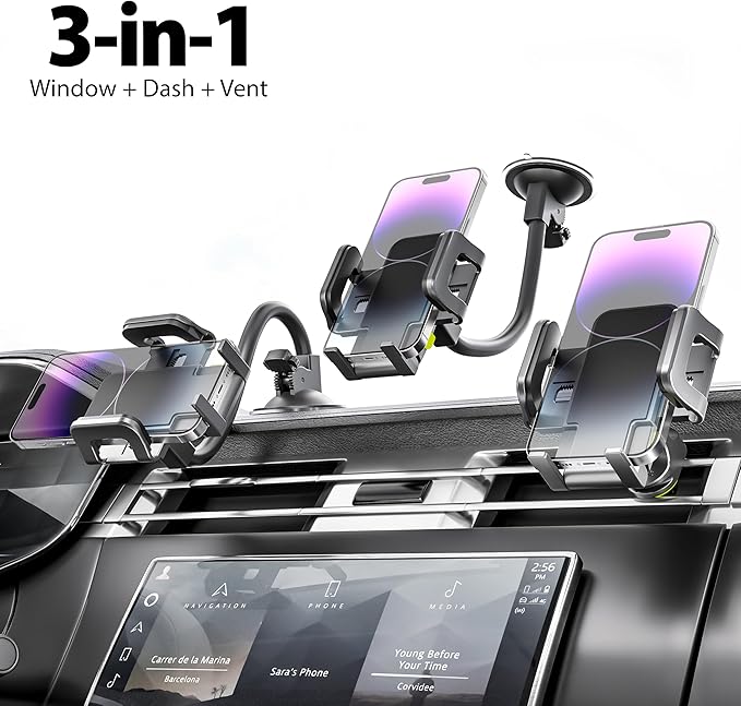 Bracketron TripGrip Window and Vent Mount, GPS Car Mount, Windshield Cell Phone Holder for Car, Includes Vent Clip