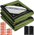 RedSwing 2-Pack Heavy Duty Survival Blanket, Waterproof Emergency Thermal Tarp, Multipurpose Reflective Insulated All Weather Blankets for Camping Hiking, Green,11.8 x 8.5 ft