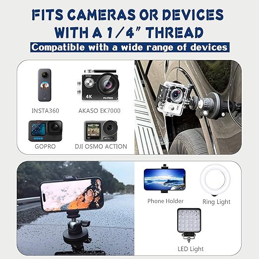 ULIBERMAGNET Black Magnetic Camera Mount, Strong Magnetic Mount with 360° Rotation Ball Head, Security Camera Base Holder with 1/4 inch Thread for GoPro,DJI OSMO Action,Action Camera