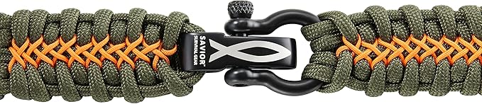 Savior Survival Gear Paracord Watch Band, Compatible with Apple Watch Band 49mm 46mm 45mm 44mm 42mm,iWatch Band Series Ultra 10 9 8 7 6 5 4 3 2 1 SE,Adjustable strap for men ( Green - Orange, X-Large)