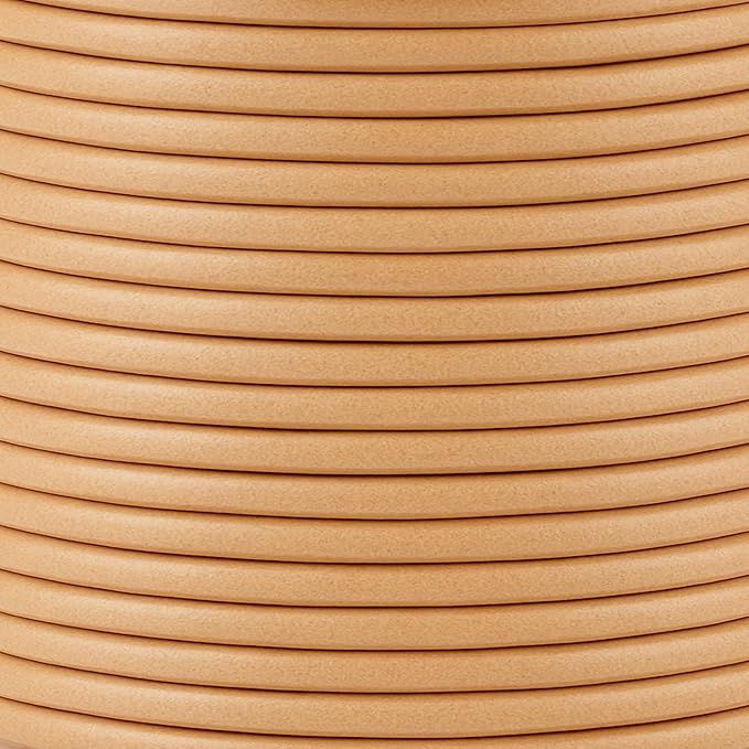 Mandala Crafts Round Genuine Tan Leather Cord for Jewelry Making – 1mm Cowhide Leather Rope String Lace for Kumihimo – 20 Yards Cowhide Craft Cording Spool