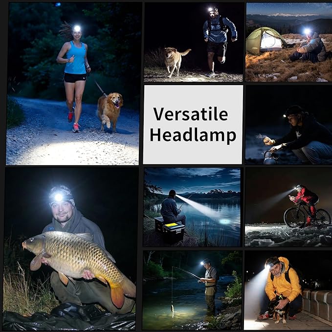 KunHe 40PACK 333LM Aluminum Alloy Headlamp 1800mAh Rechargeable with Zoomable 150M Long Beam IP65 Waterproof 3 Modes High Low Strobe for Outdoor Camping Construction Work Emergency