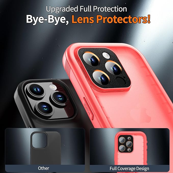 Cozycase for iPhone 15 Pro Max Waterproof Shockproof Dustproof Case - Heavy Duty/360 Full Body/Military Grade/Protective/Rugged 【8FT Drop Proof】 Built in Screen/Camera Protector with Lanyard Pink