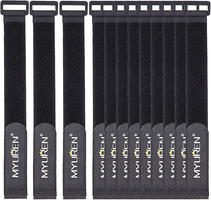 1"x 18"-12 Pack Reusable Fastening Cable Straps with Buckle Adjustable Hook and Loop Securing Strap Multi-Purpose Cinch Strap for Cord Management
