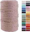 Pinkish Grey Macrame Cord 4mm x 109Yards,Colored Cotton Rope Craft Cord Colorful Cotton Cord Twine for Wall Hanging Plant Hangers Crafts Knitting Decorative Projects