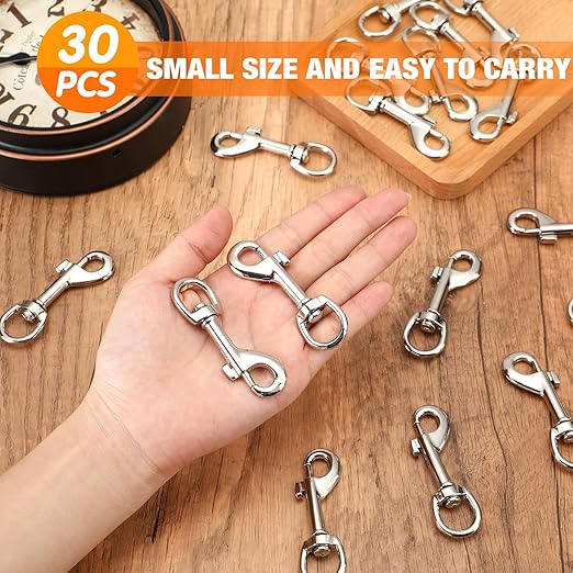 Therwen Swivel Snap Hooks - 2.76 Inch Flag Hooks, Multipurpose Bolt Snap for Keychain, Camera Strap, Pet Leash (30)