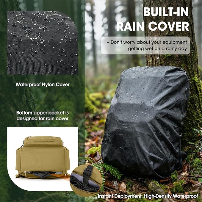 RAINSMORE Tactical Hydration Backpack 18L with 2L Water Bladder & Rain Cover, Insulated Molle Hiking Daypack, Lightweight Waterproof Ripstop Water Pack for Outdoor Cycling, Hiking