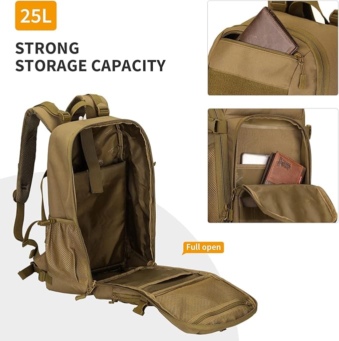 HUNTVP Tactical Backpack Military MOLLE Backpack Hunting Rucksack Gear Assault Pack 25L WR