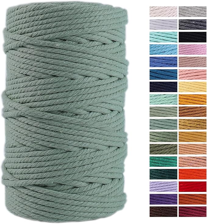 Bluish Green Macrame Cord 4mm x 109Yards,Colored Cotton Rope Craft Cord Colorful Cotton Cord Twine for Wall Hanging Plant Hangers Crafts Knitting Decorative Projects