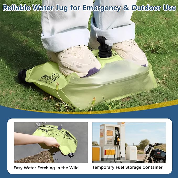 Water Jug Camping 2.1 Gallon Collapsible with Spigot, BPA Free Portable Water Pouch Foldable Water Bags for Outdoor Hiking, Travel and Emergency & Water Storage Containers (Green-1Pcs)