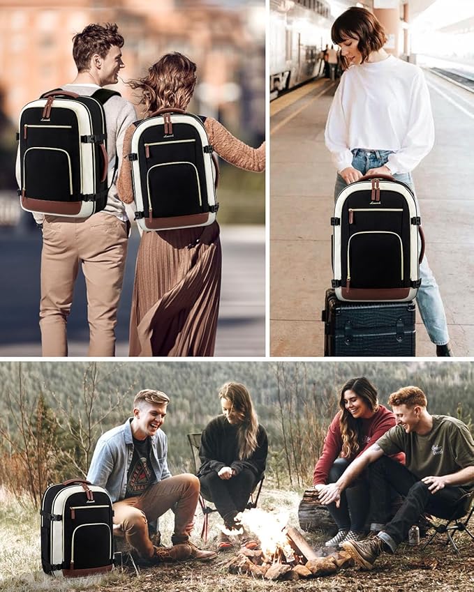 LOVEVOOK Travel Backpack For Women Flight Approved, 50L Carry on Backpack for Airplanes, Personal Item Travel Bag for Airplanes Fits 18 Inch Laptop, Business Weekender Overnight Daypack with 3 Cubes