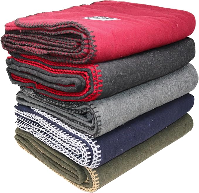 M MCGUIRE GEAR Heavy Duty Wool Blanket, Survival, Emergency, and First Aid Use – Mil-Spec, Fire Retardant, Durable Outdoor Wool Blankets for Camping. - Navy Blue, (64 x 90 inches)