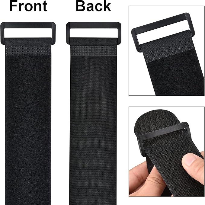 2 x 36 Inch Hook and Loop Cable Tie, 6 Pack Heavy Duty Adjustable Fastening Adhesive Cinch Strap with Plastic D-ring Buckle, Multi-Purpose Reusable Cord Organizer by Cacturism