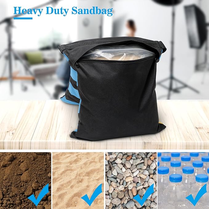 4 Packs Blue Sandbag Weight Bags for Light Stand Photography Video Equipments, Heavy Duty Saddlebags for Backdrop Stand, Photo Tripod, Canopy, Pop up Tent, Umbrella Base, Fishing Chair, Picnic Table