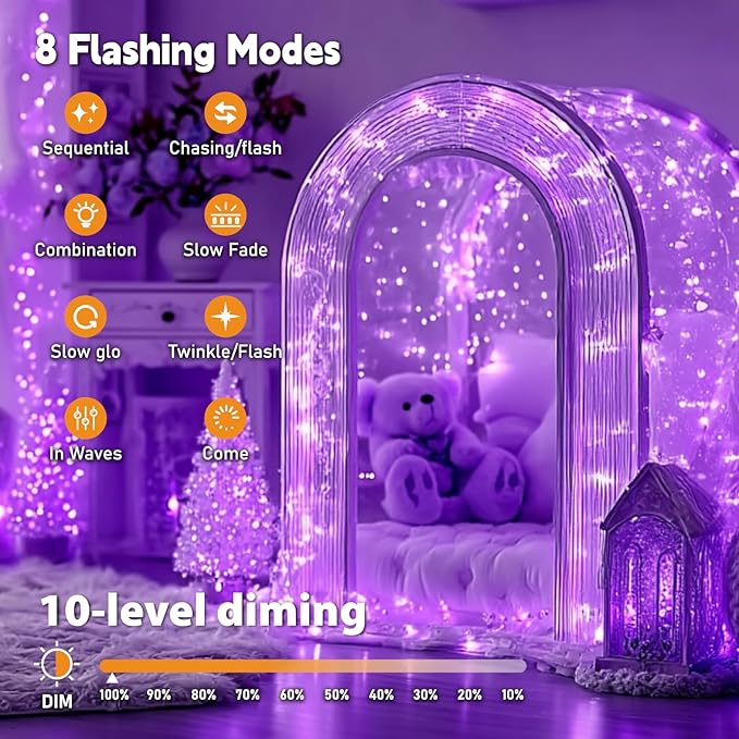 ZSJWL 6 Pack Rechargeable Fairy Lights with Remote & DIY Timer, 7Ft 20LED Mini Battery String Light, Twinkle Silver Copper Wire Lights for Wedding Party Bedroom Christmas Table Decoration (Purple)