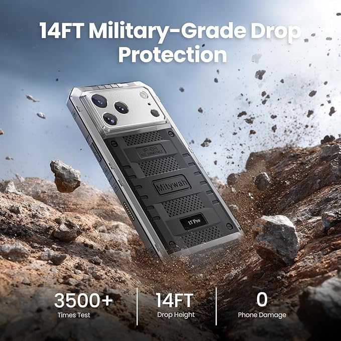 Mitywah Waterproof Case for iPhone 17 Pro, Rugged Metal Case with Built-in Screen Protector, Heavy Duty Full Body Shockproof Protective Cover 6.3 inch, Silver