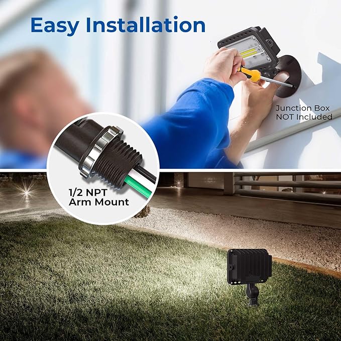 CINOTON 20W LED Flood Lights Outdoor, IP65 Waterproof Exterior Security Wall Lights with 180°Knuckle, 2800LM 120V Outside Aluminum Lighting Fixture for Buidings Garage Doorway 5000K 4 Pack, UL Listed