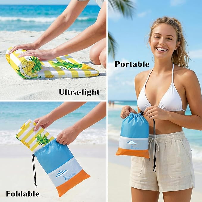 Famstar Beach Blanket Oversized Extra Large78 X 81",Waterproof Sandproof Beach Blanket 1-7 Adults Lightweight Durable for Travel Camping Hiking Picnic