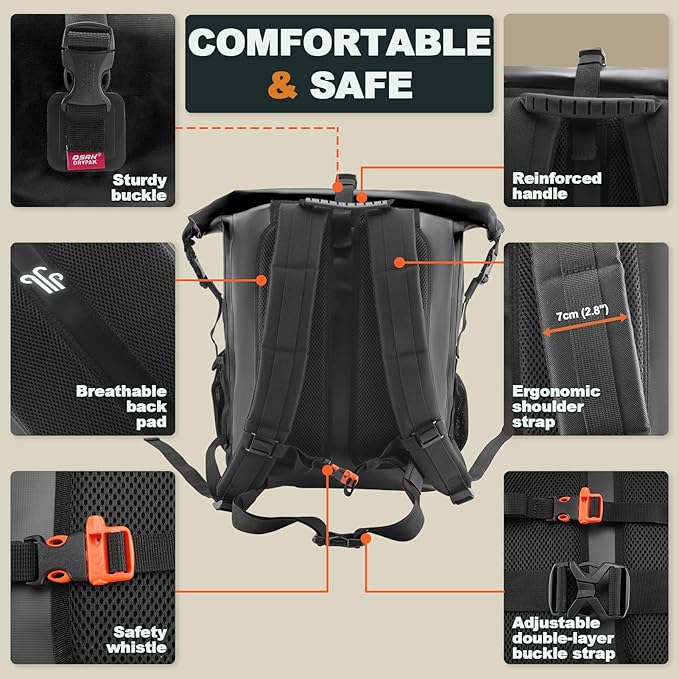 OSAH DRYPAK Waterproof Backpack Dry Bag 35L/55L/85L – Heavy Duty Roll-Top Hiking Backpack for Travel, Kayaking, Boating, Camping, Rafting and Fishing