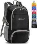 ZOMAKE Lightweight Packable Backpack 30L, Foldable Hiking Backpacks Water Resistant Compact Folding Daypack for Travel(Pure Black)