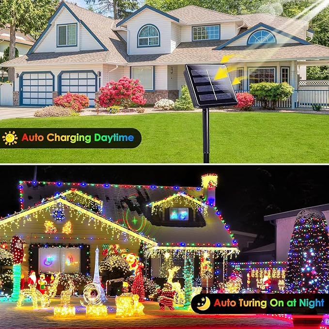 Extra-Long 144FT Solar String Lights for Outside, 2 Pack 400LED Solar Fairy Lights Outdoor Waterproof, Copper Wire with 8 Modes Solar Twinkle Lights for Tree Garden Party Patio Xmas Decor (Multicolor)
