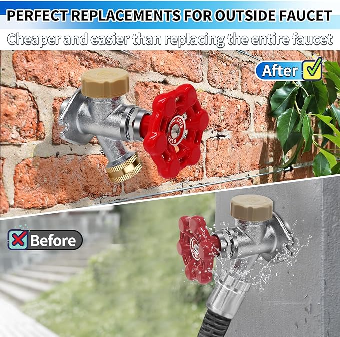 Boltigen Vacuum Breaker Repair Kit, Frost Free Outdoor Faucet ASSE 1019-A Repair Kit, Hose Bib Replacement with 3/4GHT Outdoor Faucet Cap for Anti-Siphon Sillcock Valves, 1 Set