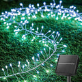 Brightown Solar Lights for Outside, 9.8Ft 120 LED Solar String Lights Outdoor Waterproof, 8 Modes Firecracker Balcony Light for Tree Patio Christmas Party Wedding Decor (Pure White)