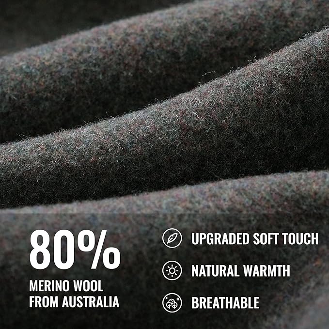 ACUSHLA 80% Merino Wool Camp Blanket - Soft Warm Thick Blanket Throw for Bed Couch Outdoor Camping Travel Car Sleeping Patio Porch, 59"x79" Army Green