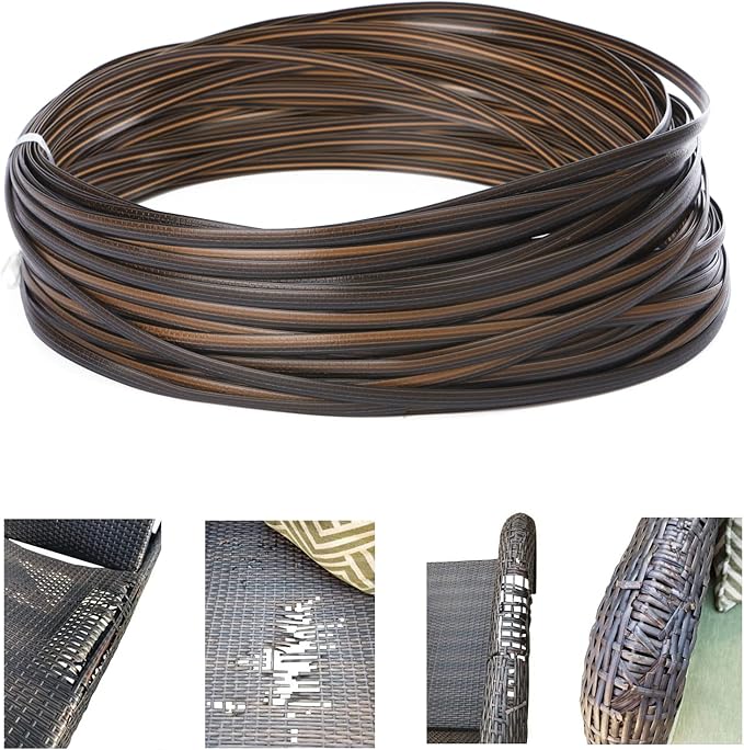 240 Ft Wicker Repair Kit, Plastic Wicker Repair Supplies, Gradient Dark Brown with Visible Mixed Color Stripes, Synthetic Rattan Replacement Material for Patio Wicker Furniture Repair