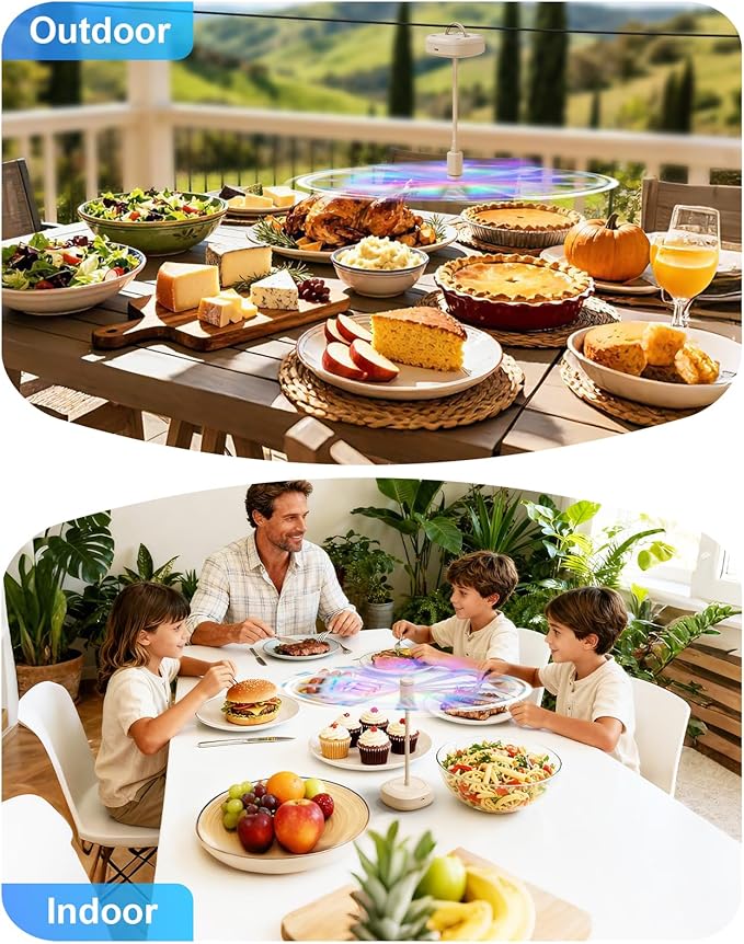 Edvision 4 Pack Food Table Fan, 2000mAh USB Powered Rechargeable Food Fan, Portable Fan with Flexible Goose-Neck and Soft Blades for BBQ, Patio, Party (Beige)