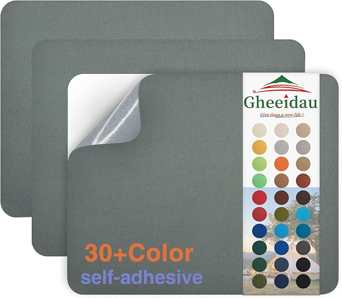 Gheeidau Canvas Repair Patch 9×11 Inch 3Pcs Waterproof Self-Adhesive Fabric Repair Patch for Tents,Boat Cover,Pop Up Canopy,Patio,Bags,Car Seats,Sofas,Furniture Cover(Grey)