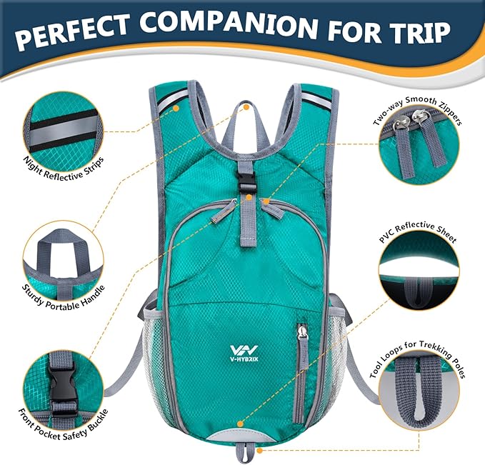 15L Foldable Hiking Backpack,Lightweight Packable Waterproof Machine Washable Daypack with Chest Strap,Small Folding Pack for Travel/Walking for Men&Women-0.52LB Green