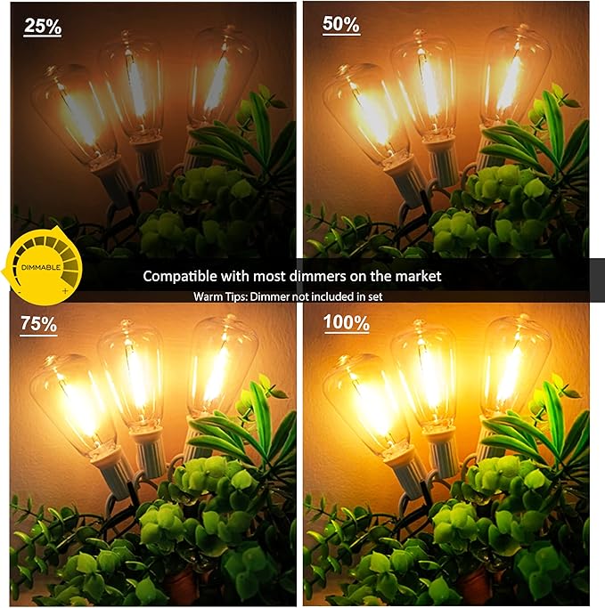 DAMAING Outdoor String Lights 50FT Waterproof,LED Patio Lights Dimmable with 27 Bright Shatterproof Retro Bulbs,Vintage Edison String Hanging Lights for Outside Bistro,Backyard,Balcony,White Cable