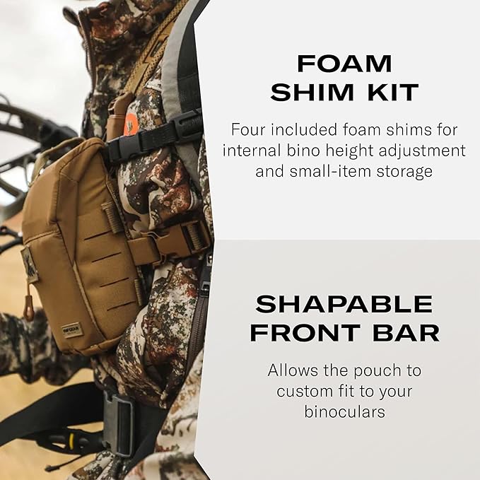 FHF Gear FOB Bino Pouch – Magnetic Binocular Case with MOLLE, Fleece Lining & Wind Indicator Storage for Hunting & Field Use