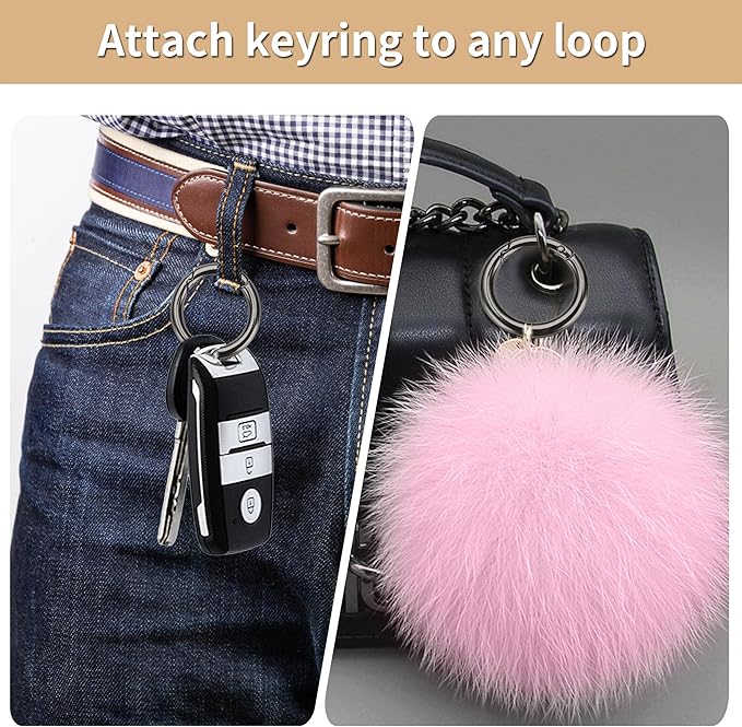 Gkeygo Key Ring Clip, 1 Inch Keychain Rings, 8 Pack Round Carabiner Clip for Keys, Buckle, Bags, Purses - Key Chain Hooks Replacement Keychains Lanyard DIY Crafts, Gunmetal