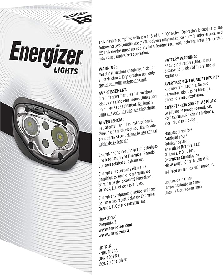 Energizer PRO-400 Headlamp Rechargeable, IPX4 Water Resistant Rechargeable Headlamp, Ultra Bright Multiple Light Modes Head Lamp, Camping, Running, Outdoors, Emergency Light, USB Included (Pack of 2)