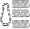 60Pcs Stainless Steel Carabiner Clip Spring-Snap Hook 1/4 in, M6 x 2 3/8 Inch Small Heavy Duty Carabiner Clips for Hammock, Punching Bag, Swing, Gym