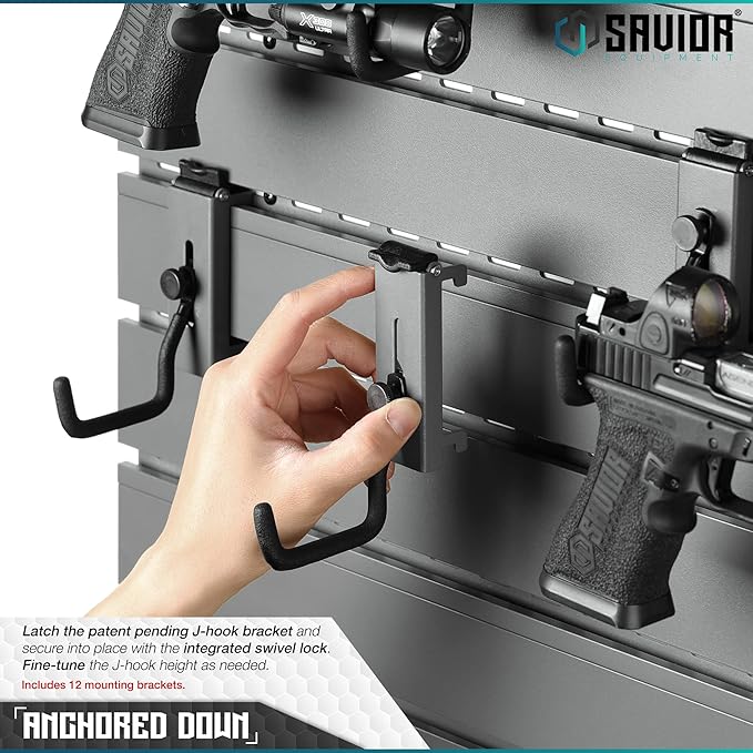 Savior Equipment Wall Rack System Heavy-Duty Steel Tactical Rifle Carbine Shotgun Handgun Storage Wall Mount, Modular Firearms Gun Wall Gear Accessories Organizer, Holds up to 6 Rifles & 6 Pistols