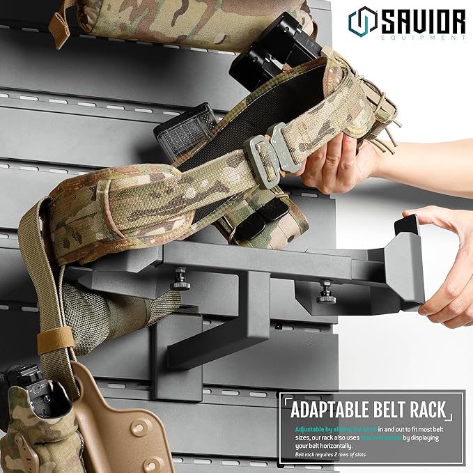 Savior Equipment Wall Rack System H.A.B Attachment Tactical Gear Wall Mount Organizer, Military Helmet Vest Belt Display Rack Plate Carrier Hanger, Heavy-Duty Steel Construction Hold Up to 80 lbs