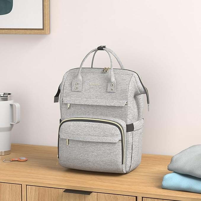LOVEVOOK 17.3 Inch Laptop Backpack, Large Travel Backpack for Women, Water Resistant Teacher Backpack with Laptop Compartment, Professional Business Work bags with Charger, Austere Grey