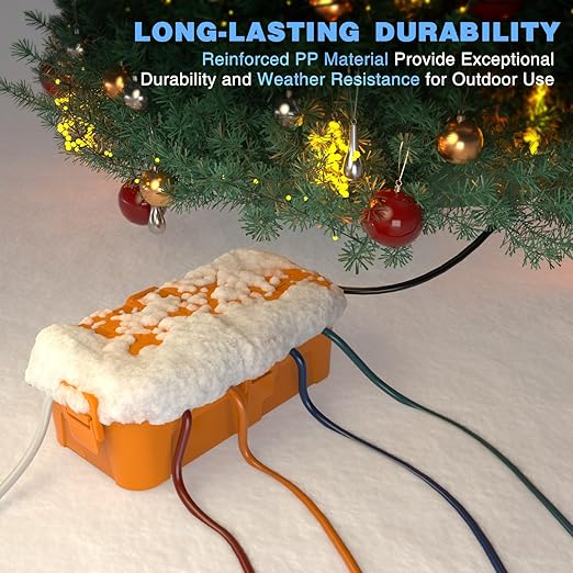 Flemoon [2 Pack] Outdoor Electrical Box Waterproof, Medium Weatherproof Electrical Box (11.5x5.2x4 inch) w/6 Cable Entry Ports, Extension Cord Cover for Power Strip, Timer, Holiday Light, Orange